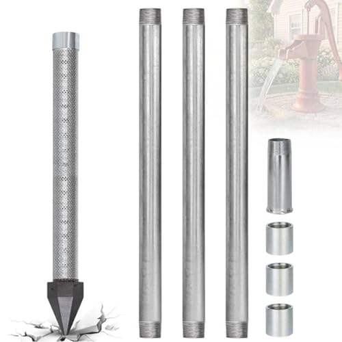 DIUNAOZI Complete Water Well Drilling Kit,1-1/4 Inch Stainless Steel Drive Point Well with 60 Gauze...
