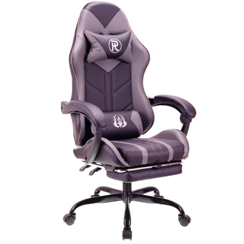 . Sedia da gioco Sedia da ufficio Sedia girevole Sedia da computer Sedia da lavoro Sedia da ufficio Sedia ergonomica (Grigio, Con poggiapiedi) - Sedia gaming
