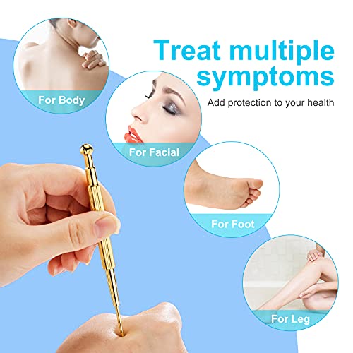 4Pcs Massage Tools Acupuncture Pen Self Massage Gua Sha Pointing Pen With Silver Stainless Steel Ear Point Acupuncture Pen With Gold Double Headed Ear Massage Pen #TOP1