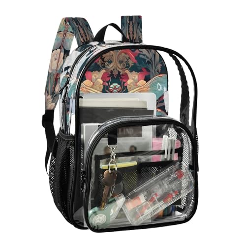 Dragonfly Flower Clear Backpack Heavy Duty See Through Transparent PVC BookBag for Kids Boy Girl School Work2