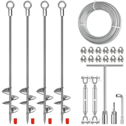 L-KHYFU 4 Pack 30" Ground Anchors, 12mm Solid Steel Shed Anchor Kit by L-KHYFU - Used condition - US$68.00