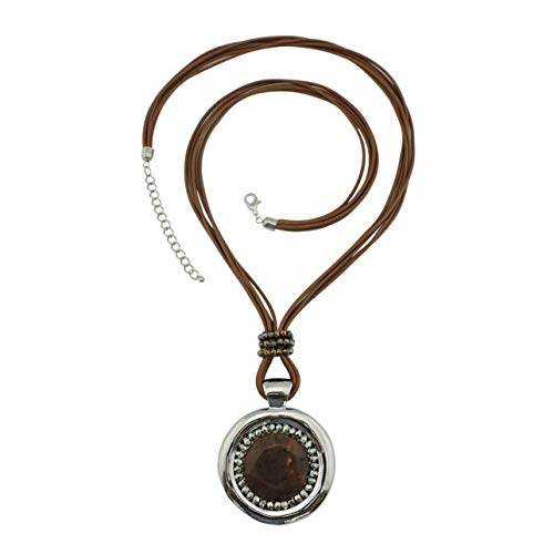 Bocar Chunky Metal Alloy Big Drop Pendant Statement Choker Collar Necklace (532-brown)