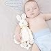 Upalupa Loveys for Babies Bunny Security Blanket with Silicone Teether Tags Unisex Lovie Gift for Infant and Toddler Snuggle Toy Stuffed Animal, White 11 inch