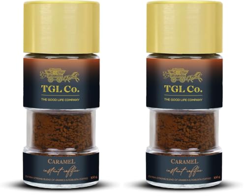 Image of TGL Co. Caramel Flavoured Instant Coffee Powder (100 Gm) | Rich & Smooth Taste | Everyday Coffee | Makes 50 Cups (Pack of 2)