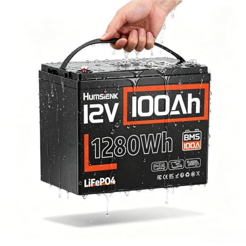 HumsiENK 12V 100Ah LiFePO4 Battery- Group 24 Size for Marine/Trolling Motor, Built-in 100A BMS,15000+ Deep Cycle Lithium Battery with Low-Temp Cutoff for RV/Camping/Off-Grid