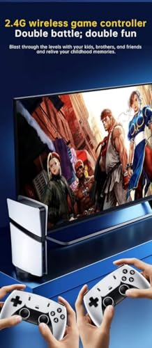 Image of GSH GS5 PRO Wireless Video Game Console-Plug & Play 4K HD Output with 53 Emulators & 45,000+ Games-Game Stick for PC /TV /Projector-Exclusive Edition-Dual Controllers Included (128gb), White