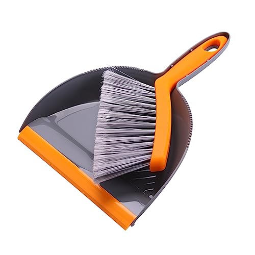 CHILDWEET Mini Broom and Dustpan Compact Cleaning Tools for Desktop Use Comfortable Grip Soft Brush Hair for Spaces and Gray and Orange