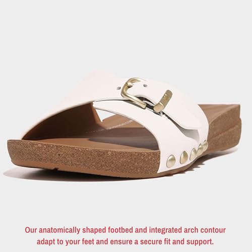 FitFlop Women's Iqushion Adjustable Buckle Leather Slides Wedge Sandal3