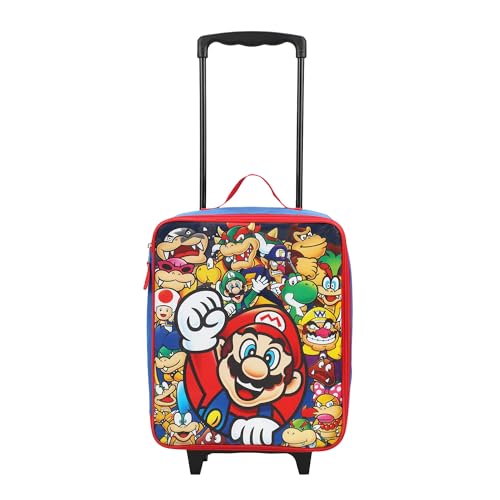 Super Mario Bros Character Group Shot 14" Youth Blue Soft Sided Luggage