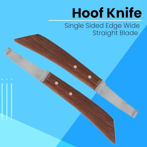 Image of Hoof Knife Single Sided Edge Wide Straight Blade - Stainless Steel Straight Blade Farrier Tool with Wooden Handle, Multipurpose Hoof Trimming Knife for Livestock, 3-Inch Blade, 8.5-Inch Overall
