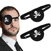 Penitue 2pcs Pirate Eye Patch, Skull Crossbone Eye Patches 3D Adjustable Black Eyepatch Halloween Costume Accessories for Kids Adults Women Men