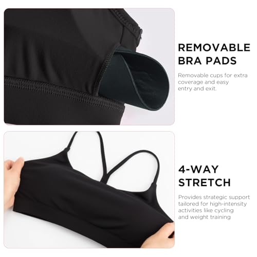 Image of Raxnode Women's 3-Pack Y-Back Sports Bra, Thin Spaghetti Strap Nylon Yoga Bra with Removable Cups, Light Support Bralettes