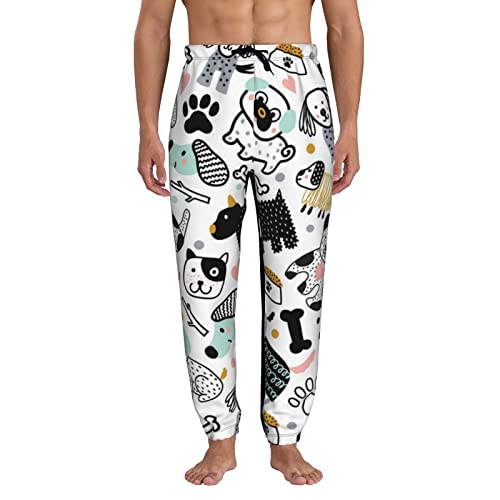 Oaieltj Cute Cartoon Dog - Pantalones deportivos con cordón para hombre, ligeros, con bolsillos, Negro, M