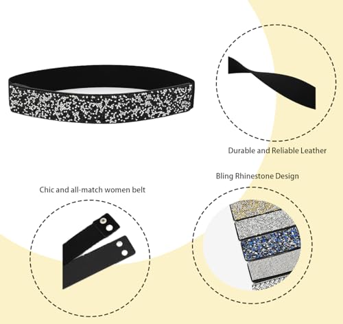 COTIM COYIN Women's Rhinestone Stretchy Waist Belt, Shiny Party Waist Belt2