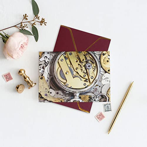 Allgobee Greeting Cards Brass-Clockwork-Pile-Clock Envelope Blank Cards Cards For All Occasions,Birthday,Thank You,Wedding #TOP4
