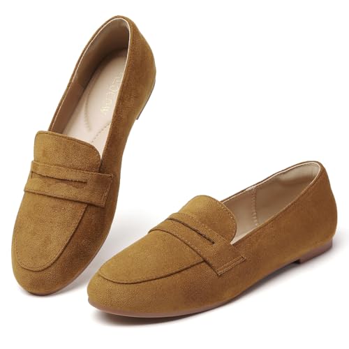 Image of Tilocow Women's Loafers Penny Loafers for Women Comfortable Round Toe Flats Fashion Work Dressy Shoes