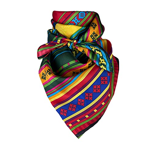 Wyoming Traders Cowboy Bandana Southwest 100% Silk Scarf, Regular, 34.5x34.5