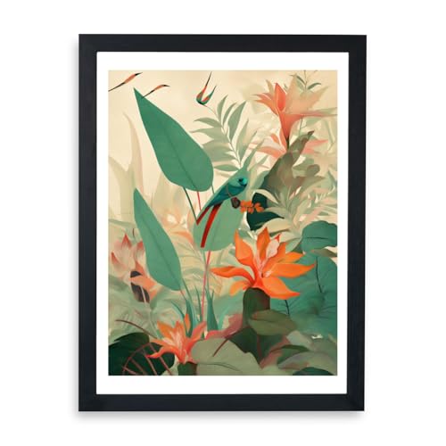 Oiseaux tropicaux fleurs botaniques Spiffing Prints grand format Jungle Bloom I