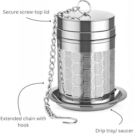 3 Pack Tea Infusers/Tea Strainers, Honeycomb Extra Fine Mesh, 304 Stainless Steel - Thumbnail 4