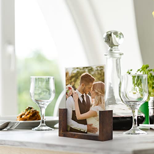 Petaflop 5X7 Picture Frame Set Of 2, Rustic U-Shaped Double Sided Frames Made To Display 5 By 7 Photos, Menu Holder Sign Card Stand For Desk Tabletop #TOP5