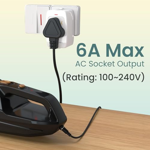 Image of Universal Travel Adapter with 6A AC Socket Output,Universal AC Socket, All in One International Travel Fast Charging Adapter, Suitable for 200+ Countries US,UK,EU,AUS,Etc(White)