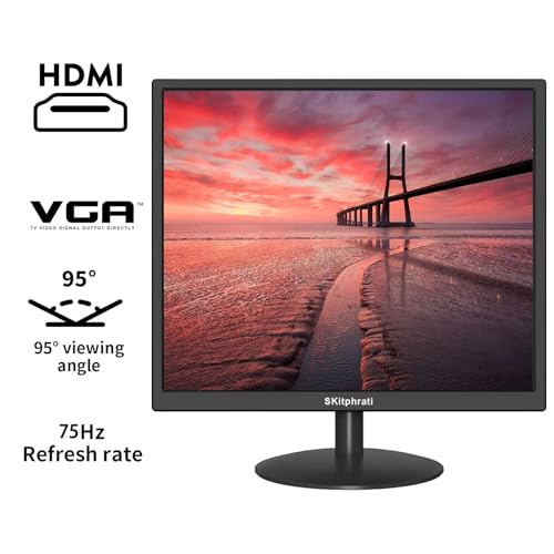 Image of SKitphrati 19 inch Monitor Square Monitor 1280 X 1024 with 45% sRGB Color Correction and 5:4 Aspect Ratio, 75 Hz, VESA Mountable, VGA, HDMI, TN Panel
