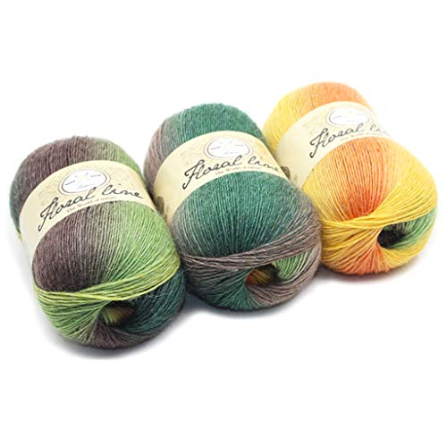Shoresu Wool Yarn Thread, Soft Worsted Yarn Rainbow Gradient Colors DIY Baby Knitting Wool Shawl Scarf Crochet Thread Supplies - 4#