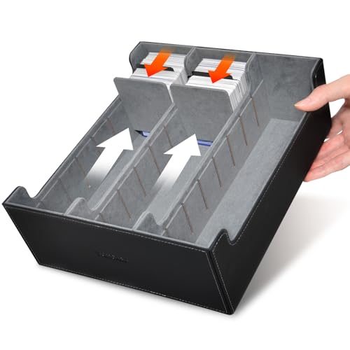 tombert Caixa de armazenamento de cartão premium para MTG PTCG, grande capacidade com 6 divisórias e