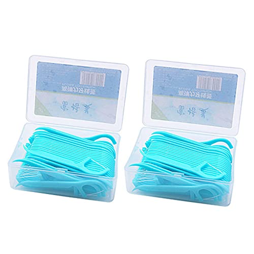 Generic Floss Pick, Floss Stick, Clean Flossers High Toughness with Portable Cases Hotel Travel - Blue 100Pcs