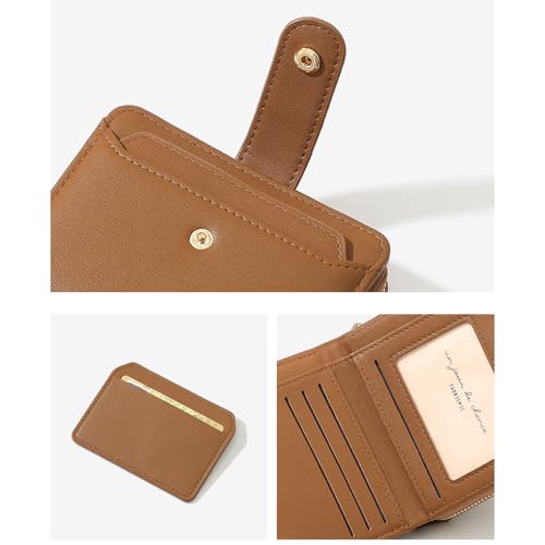 Women's Small Wallet ，RFID Blocking Soft Leather Bifold Compact Card Holder Wallet，Ladies Wallet with Card holder id window Coin Purse (Light Green)4