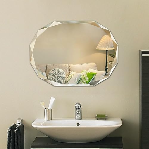 Espejo de pared ovalado sin marco, decorativo para baño, sala de estar, dormitorio, espejo de pared para entrada
