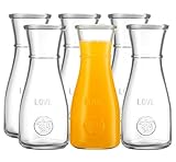 500 ml Glass Carafe - 6 Pack - The LOVE Drink Pitcher and Elegant Wine Decanter, Narrow Neck For Easy Grip, Wide Mouth for Classic Pouring - Great for Parties and Events – by Kitchen Lux