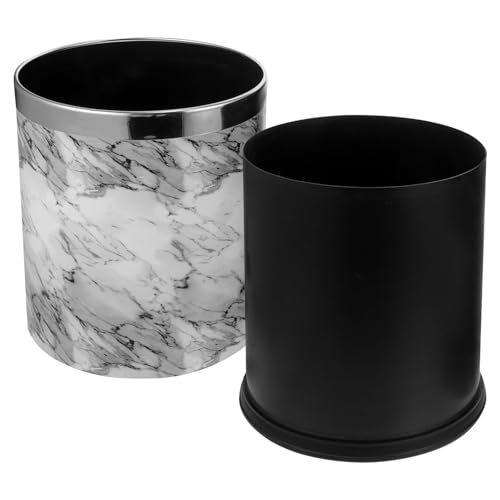 Caneca de basura ovalada con diseño mármol Alipis