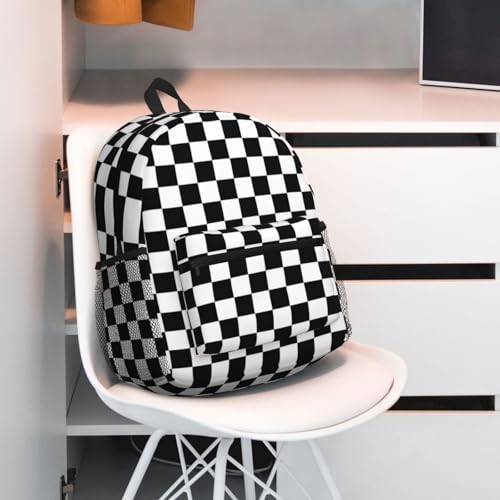 Sac à dos voyage damier - Grand compartiment et bretelles ajustables - 7