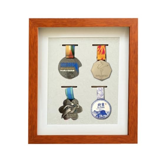 Duża ramka wyświetlacza medalu, Drewniana ramka na medal 3D Deep Box, wielokolorowa, wiele rozmiarów(Teak,4 medals/24 * 33cm)