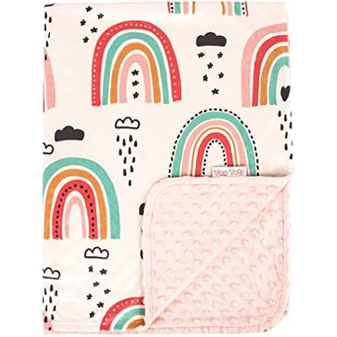 Top Tots Deluxe Minky Baby Blanket - Boho Rainbows, 40 x 29 Inch Peach Cover