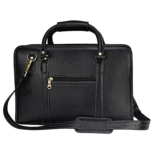 Image of HYATT Leather Accessories 16 Inch Full Grain Natural Leather Laptop Messenger & Shoulder Bags For Men 24 Litres Capacity Upto16 inch Laptop Compartment Dimension-L-16 X H-12 X W-4 Inch Weight-1 KG