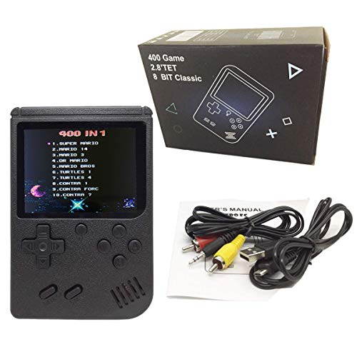 Mini Retro Handheld FC Games Consoles ,Built-in 400 Classic Game, Portable Gameboy 3 Inch LCD Screen 1000mAh Rechargeable Battery TV Output ,Good Gifts for Kids Boys Girls Men Women (Consoles-Black)