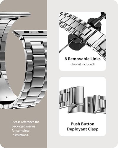 Fullmosa Metal Band with Case Compatible with Apple Watch Strap 49mm 46mm 45mm 44mm 42mm 41mm 40mm 38mm, Steel Apple Watch Band for iWatch Ultra3/2/1 SE3/SE2/SE Series 11/10/9/8/7/6/5/4/3/2/1