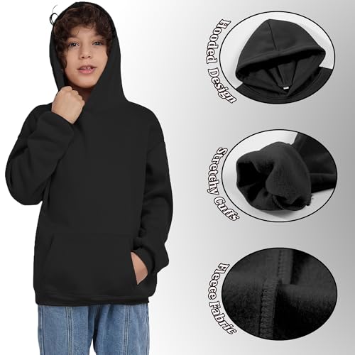 Image of Kids Athletic Pullover Hoodie Sweatshirt with Pocket Tops,2-12Years | Boys and Girls Fleece Hooded Christmas Halloween Teen Girls Athletic Hoodie Solid Color Lightweight Classic Kids Clothes