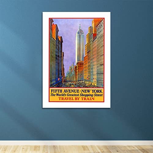 Affiche de voyage encadrée New York Fifth Avenue au rendu mat premium