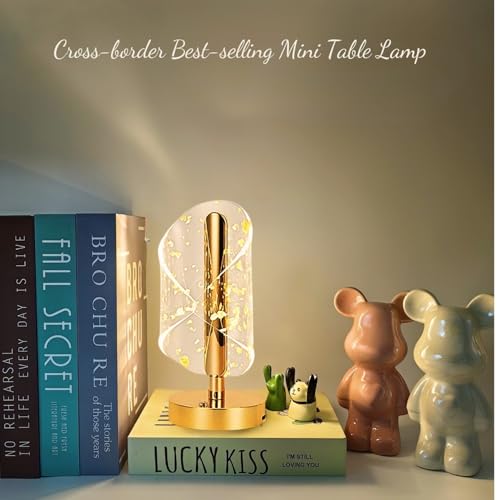 Image of One94Store 3D Infinity Crystal LED Night Lamp with Gold Base, Touch Control Cordless Decorative Table Light - 3 Color Modes, Modern Bedside Lamp for Bedroom, Living Room & Home Decor (Plastic Body)