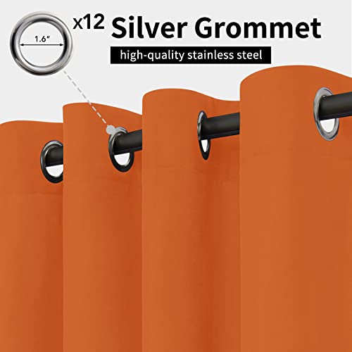 Image of Easy-Going Outdoor Curtains for Patio 1 Panel, 110x84 inch, Orange | Waterproof, Windproof, Weatherproof Privacy Outdoor Curtains for Cabanas Porches and Pergolas, Grommet Top and Tab Bottom