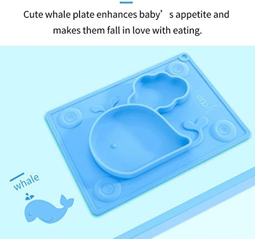 Silicone Baby Suction Plates for Toddlers Kids, Babies Feeding Mat, Placemat, Suction Bowl for Baby Led Weaning 27.5×19.7cm, Blue, by Super Kitchen