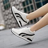 AONEGOLD Damskie buty typu sneakers Wedges, koturn, 7 cm, buty sportowe, oddychające buty do biegania z siateczki, buty rekreacyjne, buty sportowe (biało-czarne, rozm. 35)