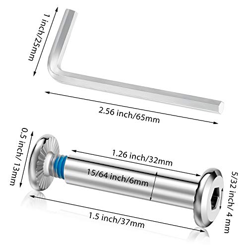 Hotop 20 Sets Skate Wheel Socket Screw Inline Roller Skate Screws Shaft Hex Socket Screw With 2 Pieces Installation Tool #TOP1