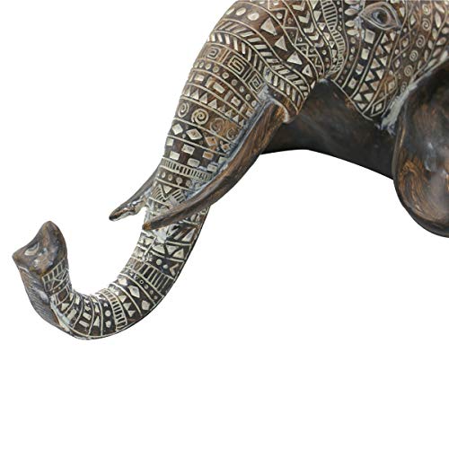 Otartu African Elephant Wall Bust Sculpture 11" Tall Carved Noble Elephant Head Hanging Wall Decor Art Wooden Color (Elephant) #TOP3