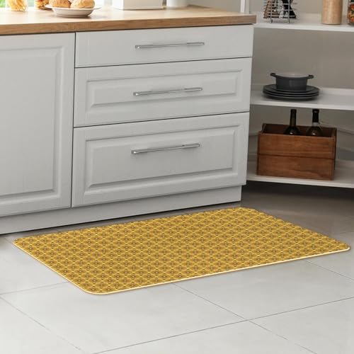 Tapetes de cocina amarillos VAPOKF con patrón hexagonal para un hogar limpio 7