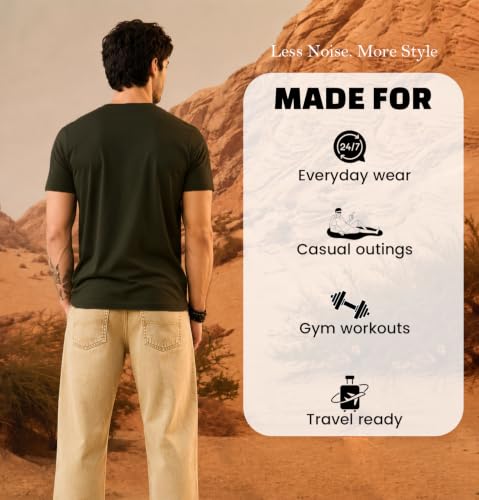 Image of Sleepynuts Men's Everyday Wear Crew Neck Regular Fit T-Shirt | Half Sleeve Solid Plain Casual T-Shirt for Men | Soft Breathable Fabric |