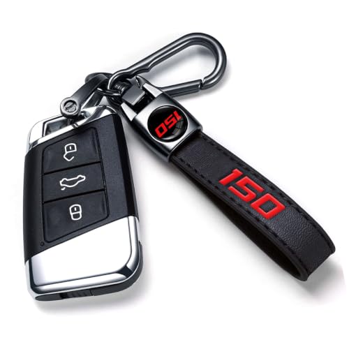 Image of Car Keychain, Black Leather & Metal Car Key Fob Holder, Car Keychain Accessories